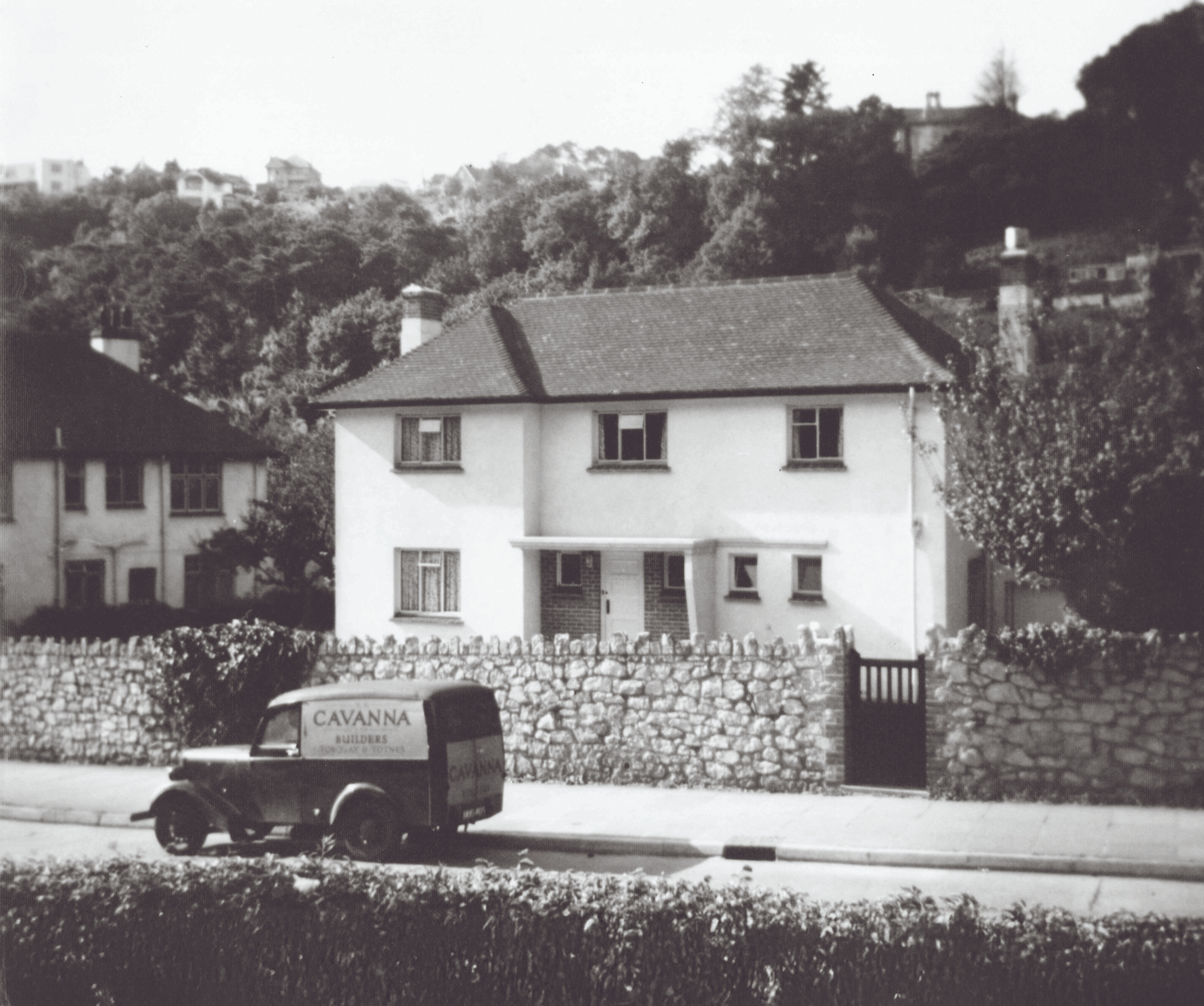 A Jowett Bradford van on customer care work on Ilsham Road, Torquay